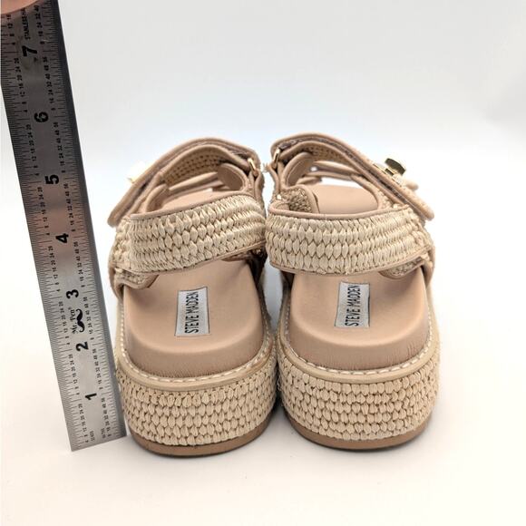 Steve Madden Bigmona Platform Sandals Women's Natural Raffia Size US8M EU38.5 - Picture 6 of 12